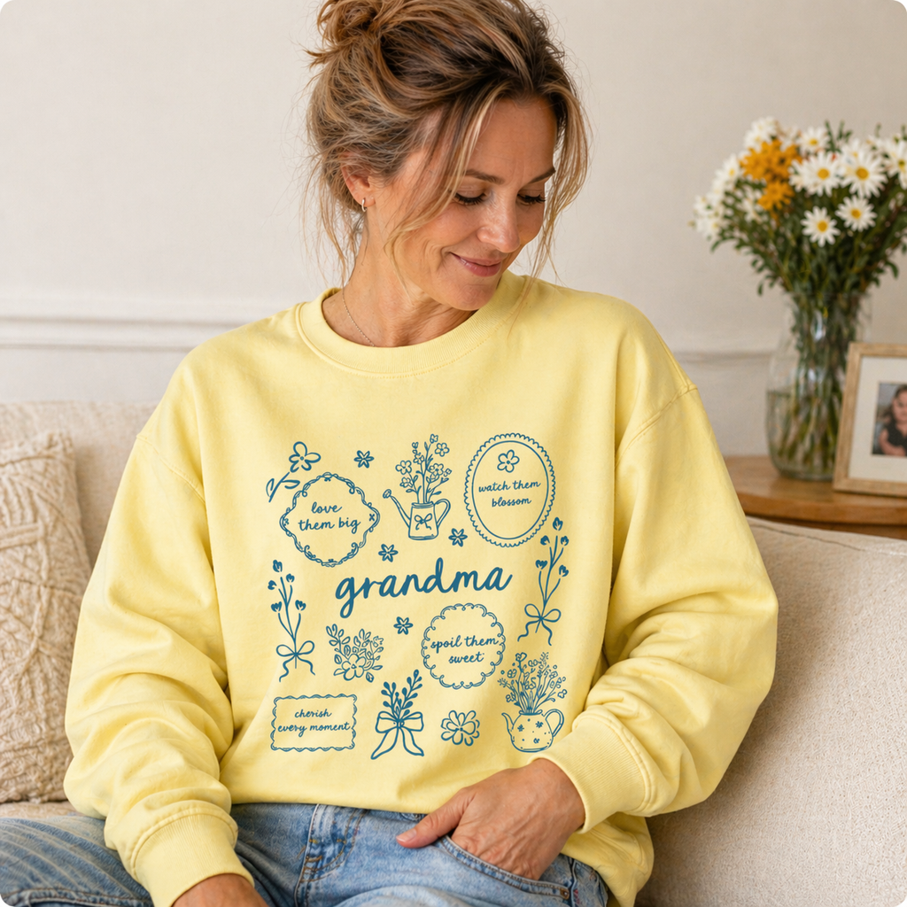 Personalized Floral Grandma T-Shirt/Sweatshirt/Hoodie – Custom Name Mother’s Day Gift Tee