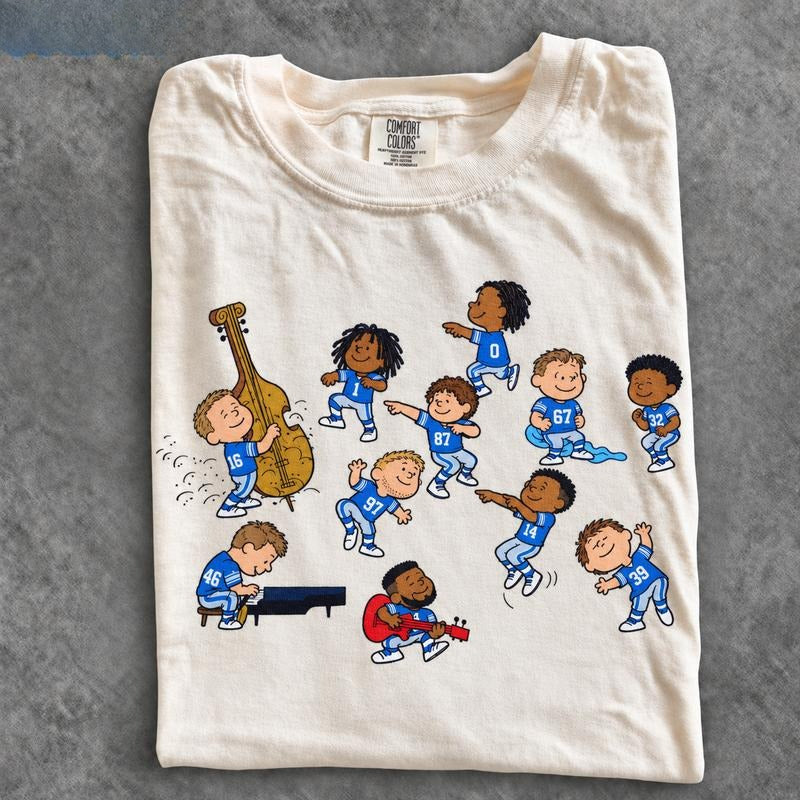Detroit Football Dance Graphic Tee – Retro Cartoon Game Day T-Shirt/Sweatshirt/Hoodie