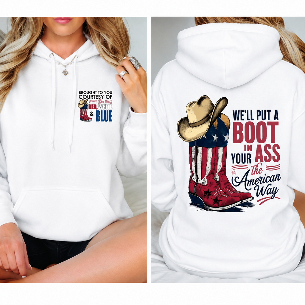 Patriotic Cowboy Boot Graphic Tee/Sweatshirt/Hoodie – Red, White & Blue