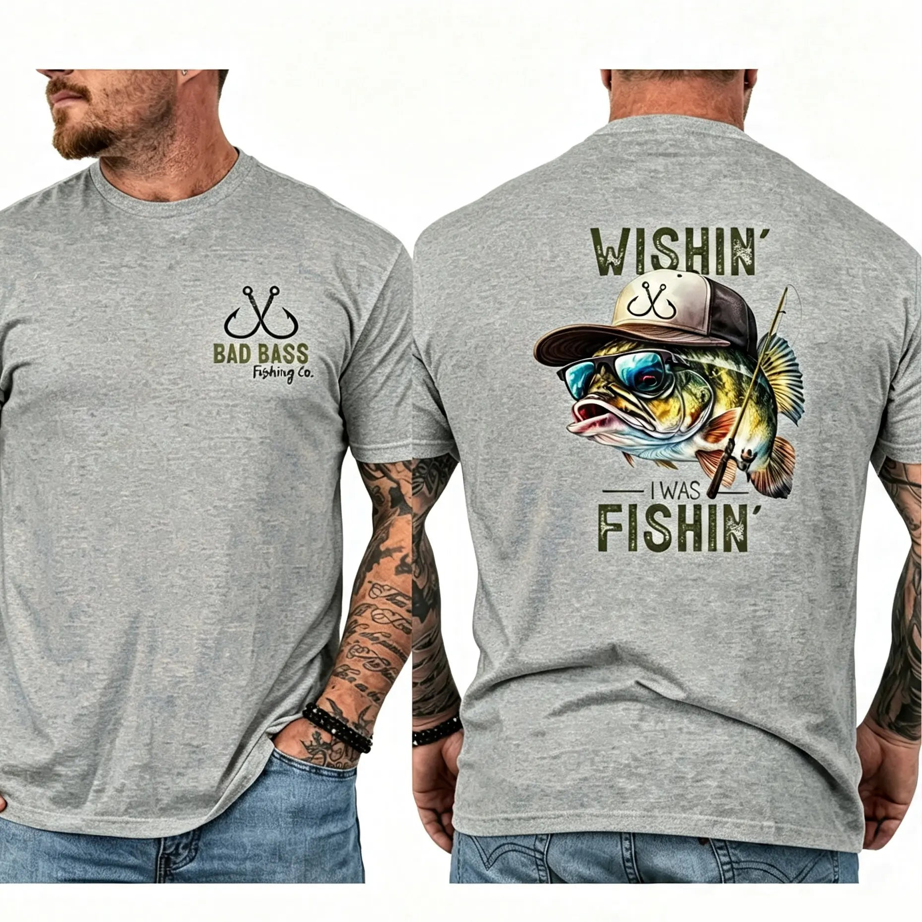 🎣Wishin' I Was Fishin' T-Shirt/Sweatshirt/Hoodie – Funny Bass Fishing Graphic Tee