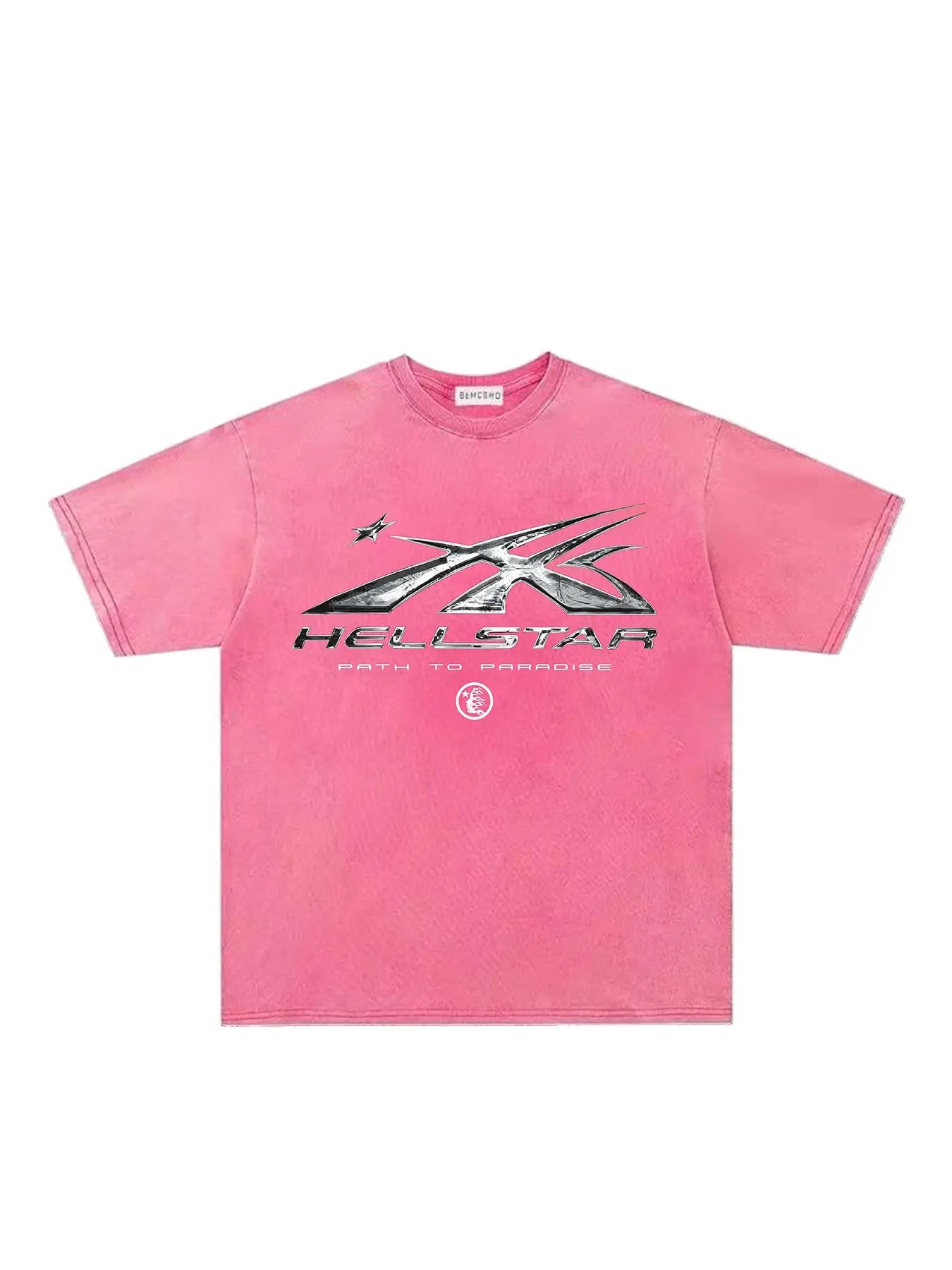 Vintage Dark Streetwear Street Style Washed Star Flame Design Tee