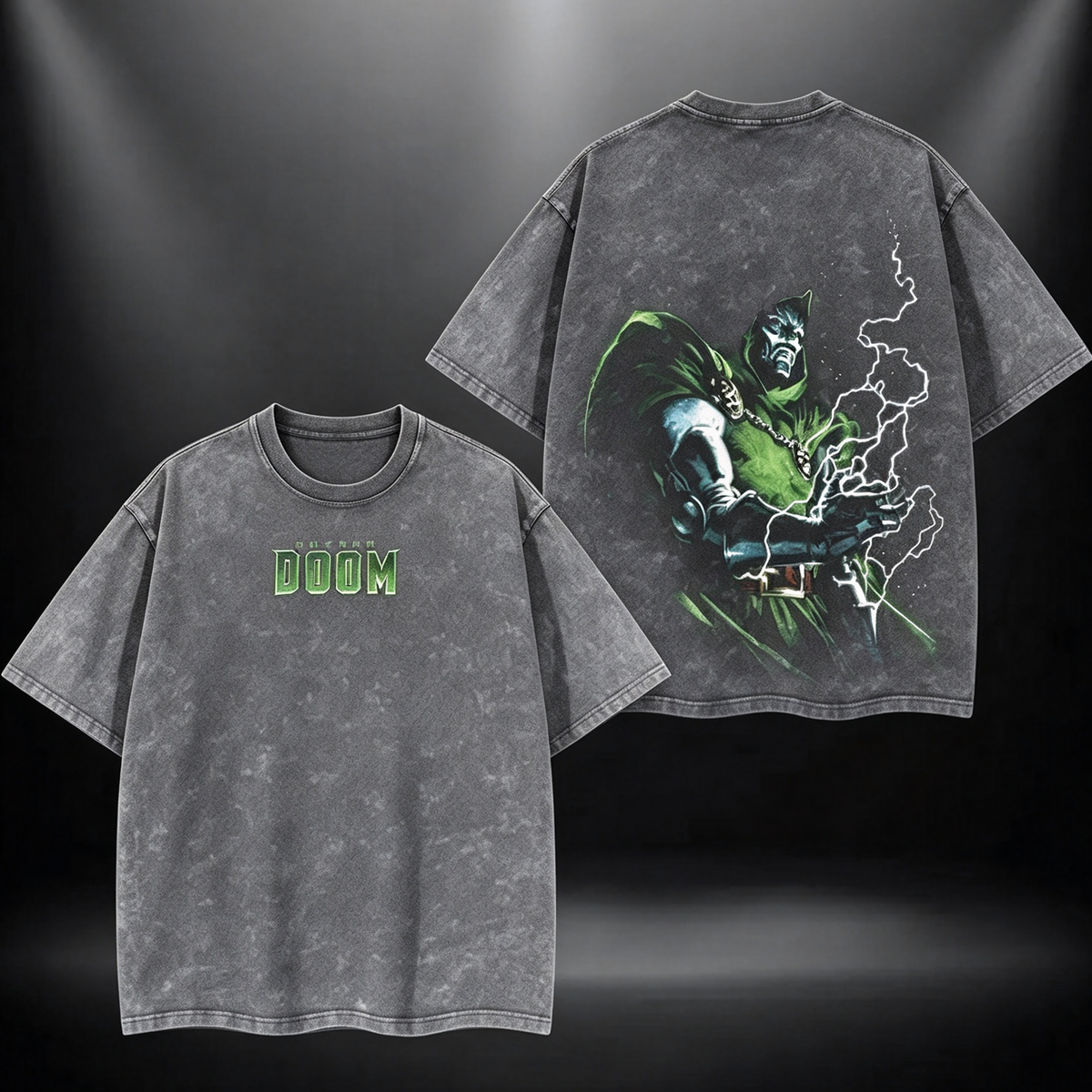 Doctor Doom Vintage Washed Graphic Tee – Oversized Double-Sided Comic T-Shirt/Sweatshirt/Hoodie