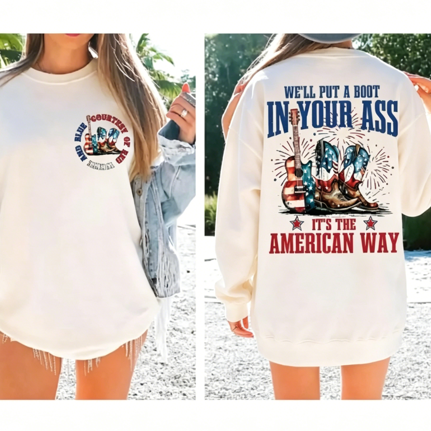 Toby Keiith We'll Put A Boot Shirt/Sweatshirt/Hoodie - Courtesy of Red White and Blue Shirt