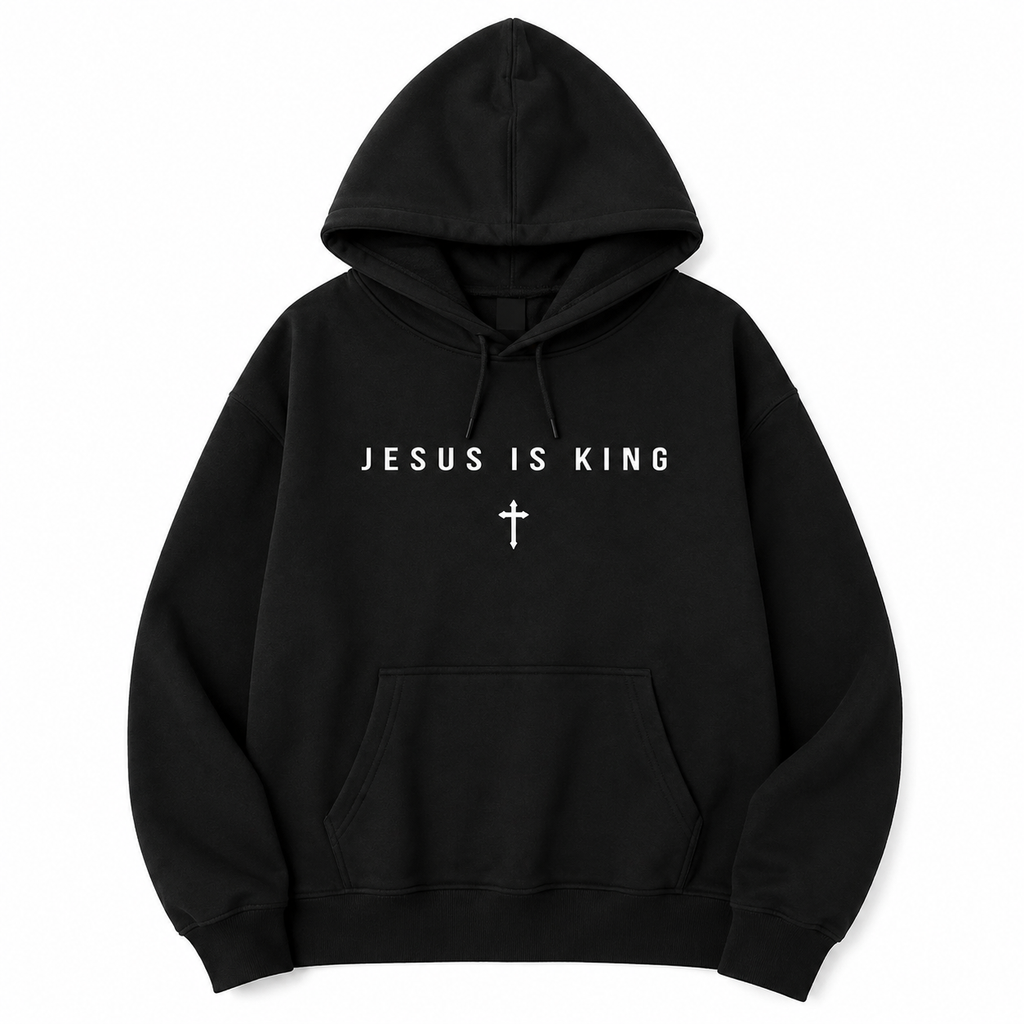 Jesus Is King T-Shirt/Sweatshirt/Hoodie – Vintage Washed Christian Cross Graphic Tee, Minimalist Faith Shirt