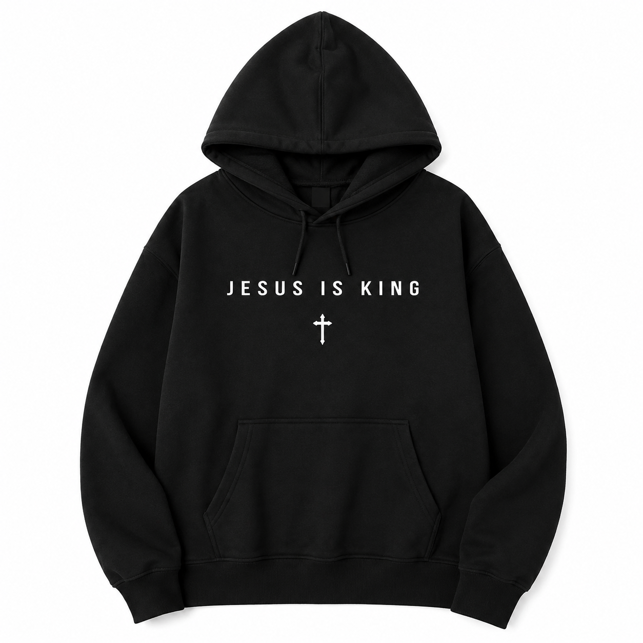 Jesus Is King T-Shirt/Sweatshirt/Hoodie – Vintage Washed Christian Cross Graphic Tee, Minimalist Faith Shirt