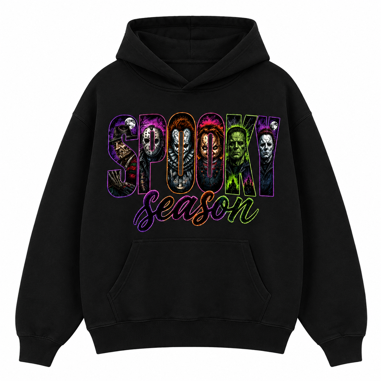 🤡Spooky Season Horror Graphic T-Shirt/Sweatshirt/Hoodie – Retro Scary Movie Neon Halloween Retro Tee