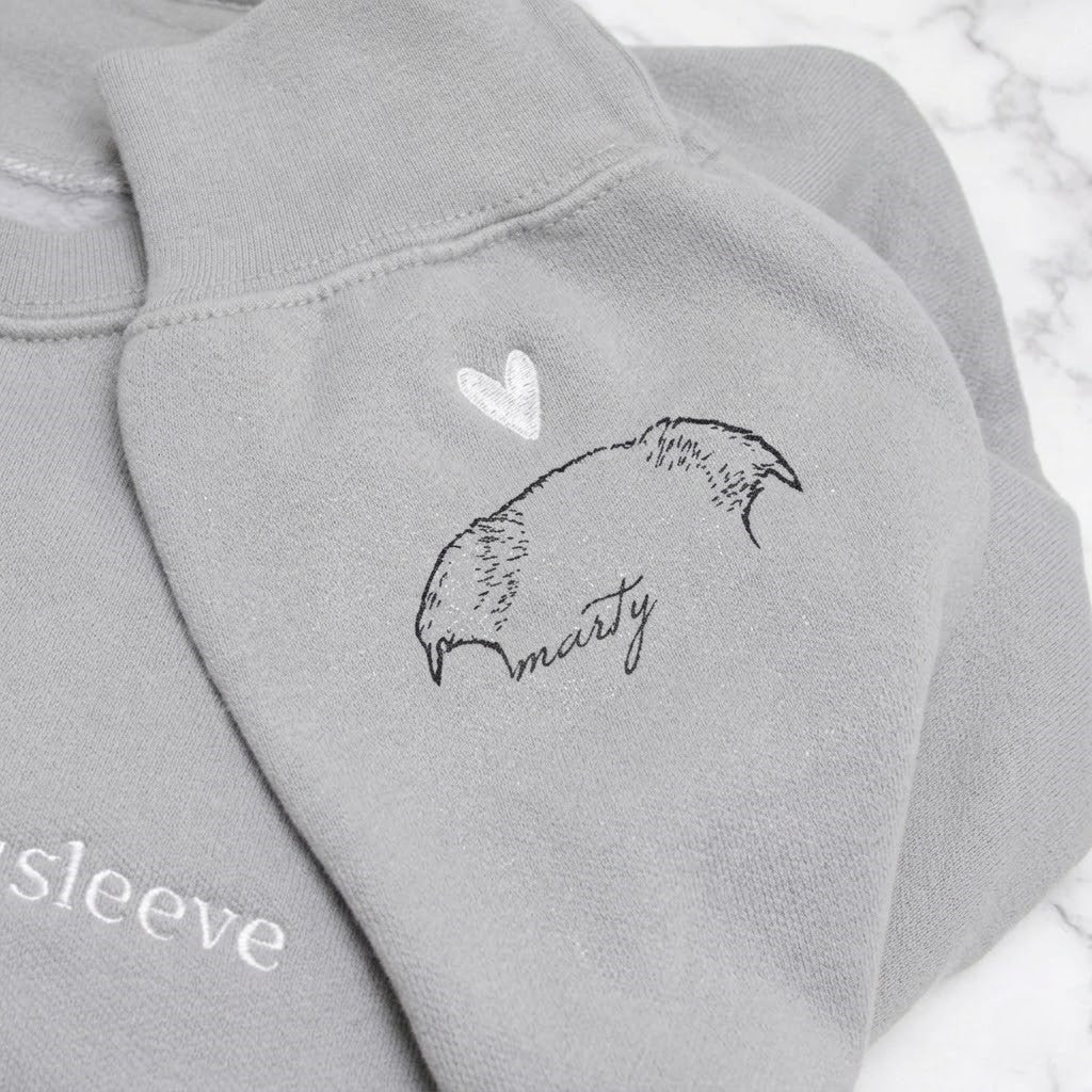 Custom "HEART ON MY SLEEVE" With Pet Ears Outline Drawing