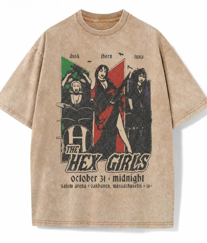 The Hex Girls Vintage Graphic T-Shirt/Sweatshirt/Hoodie – Gothic Rock Band Acid Wash Halloween Tee