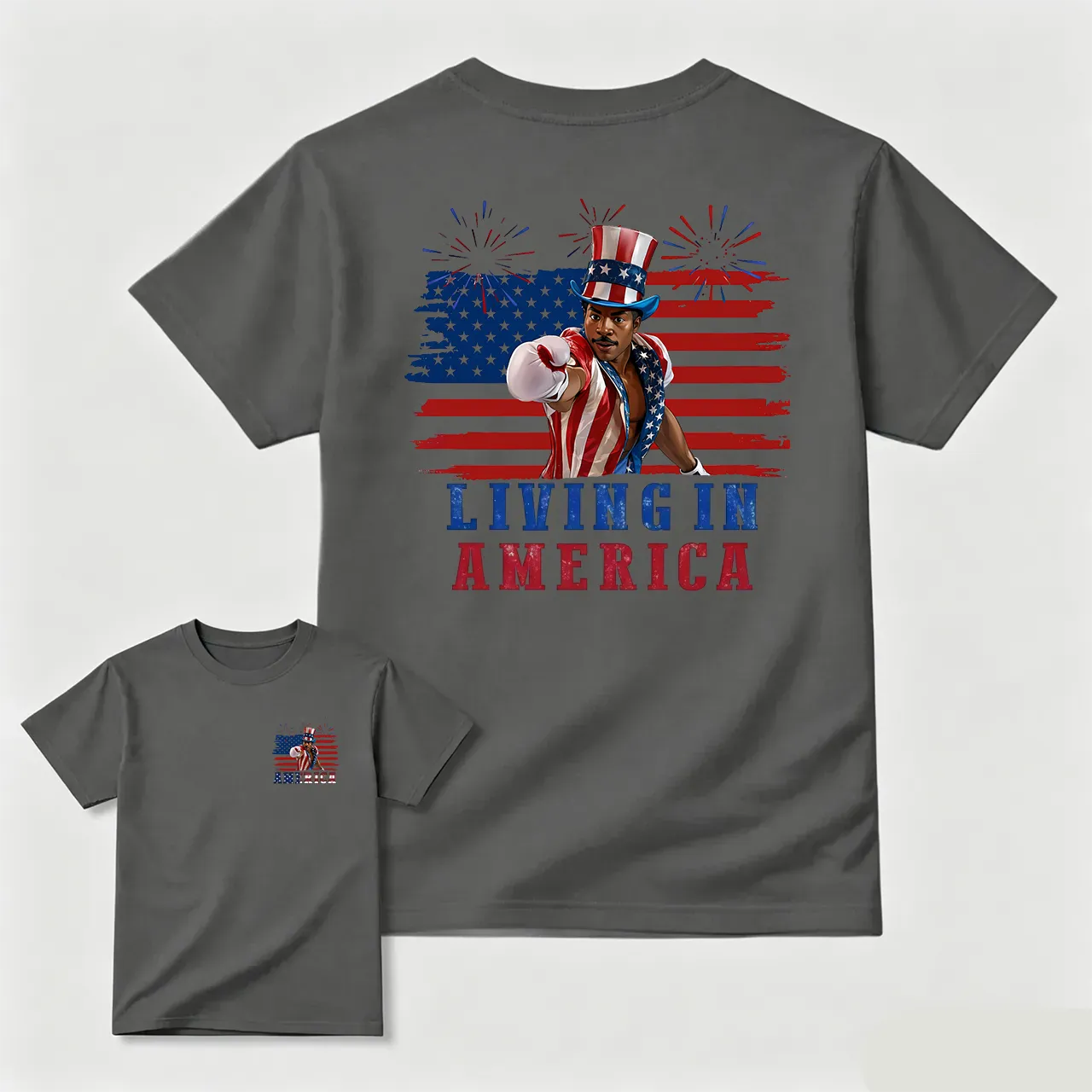 Apollo Creed Living In America July 4th Independence Day Graphic T-Shirt/Sweatshirt/Hoodie