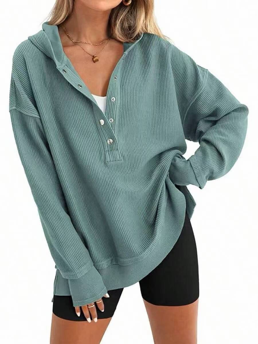 Women's Oversized Hooded Knit Pullover – Cozy Fall Casual Sweater