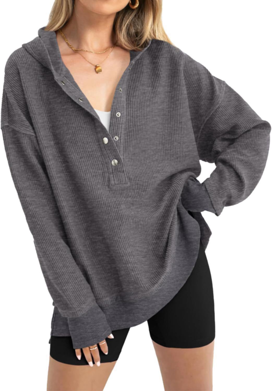 Women's Oversized Hooded Knit Pullover – Cozy Fall Casual Sweater