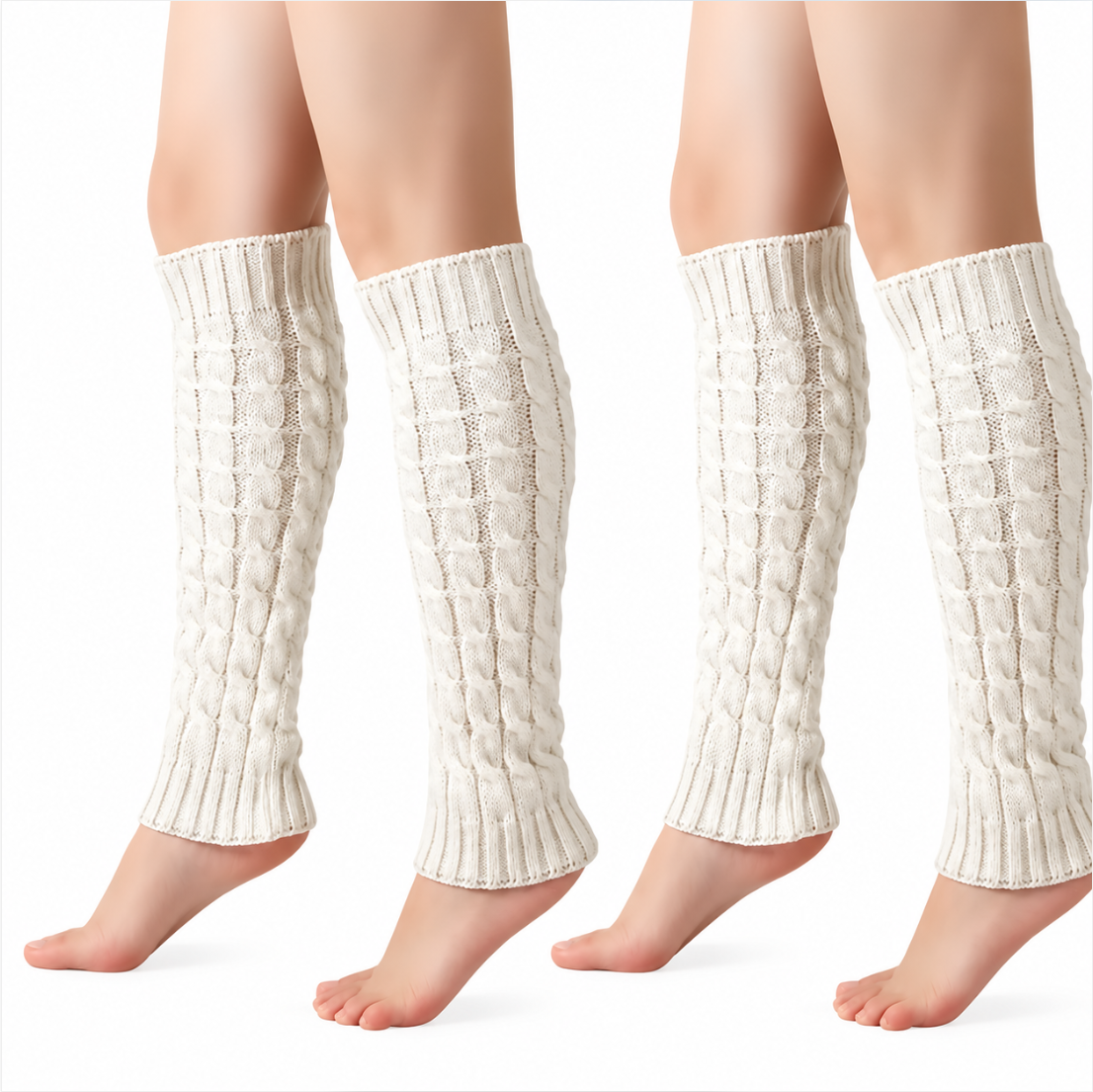 (2PCS) Women's Cable Knit Leg Warmers – Cozy Winter Boot Cuffs & Knit Accessories