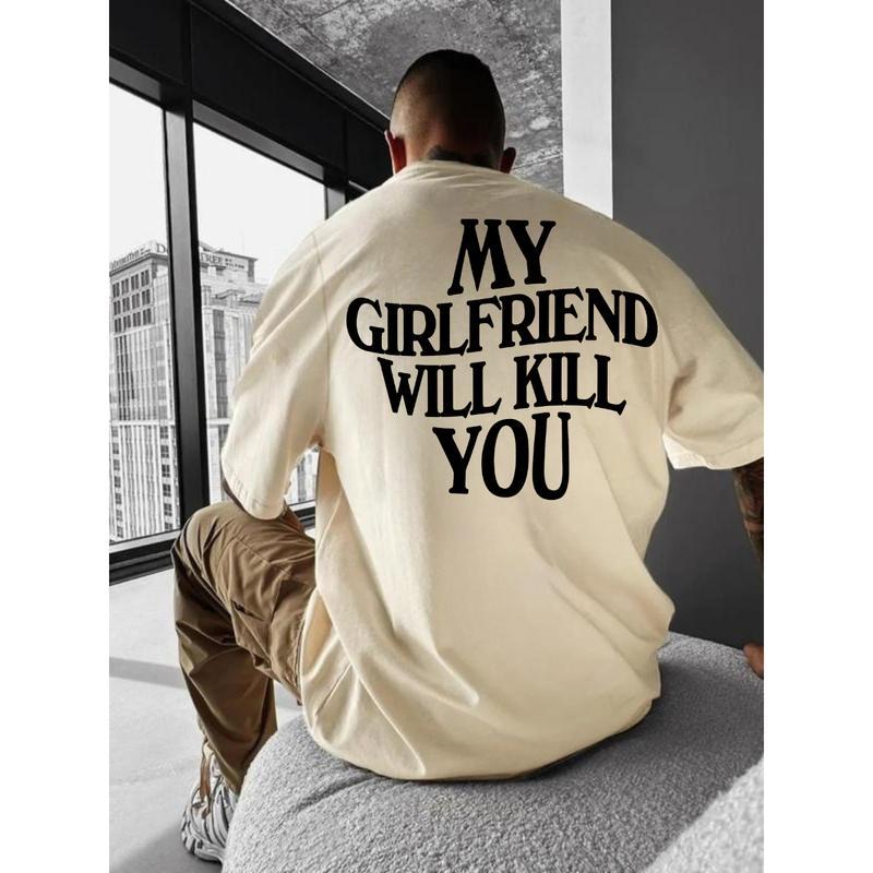 My Girlfriend Will Kll You Shirt - Funny Protective Relationship Tee, Gift for Boyfriend, Casual, Cotton, Menswear, Classic