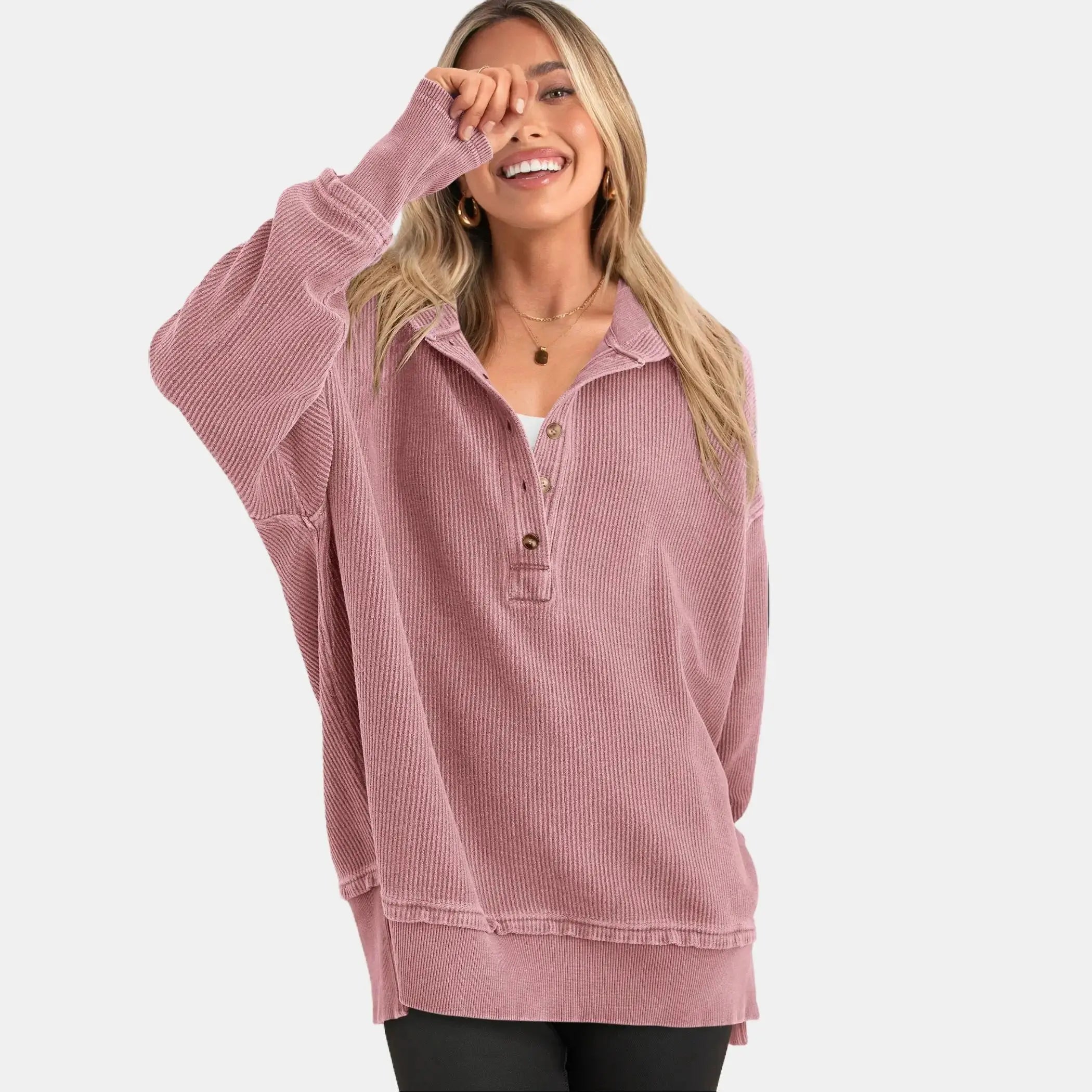 Women's Oversized Hooded Knit Pullover – Cozy Fall Casual Sweater