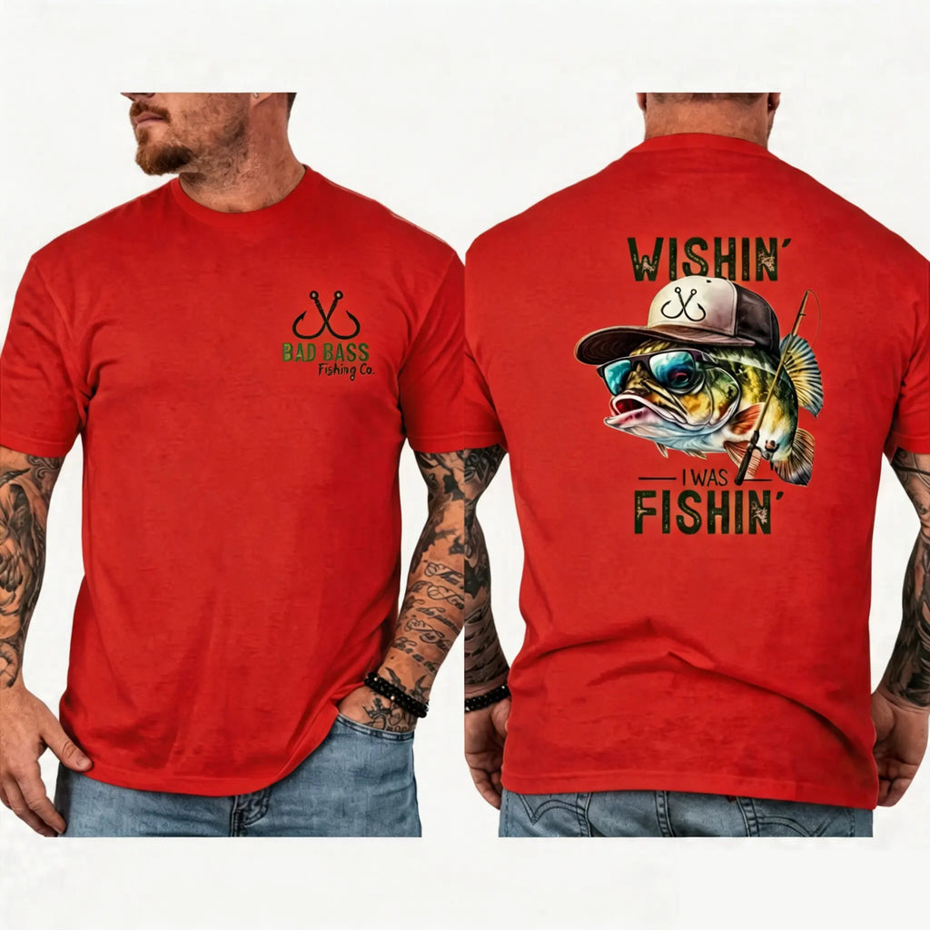 🎣Wishin' I Was Fishin' T-Shirt/Sweatshirt/Hoodie – Funny Bass Fishing Graphic Tee