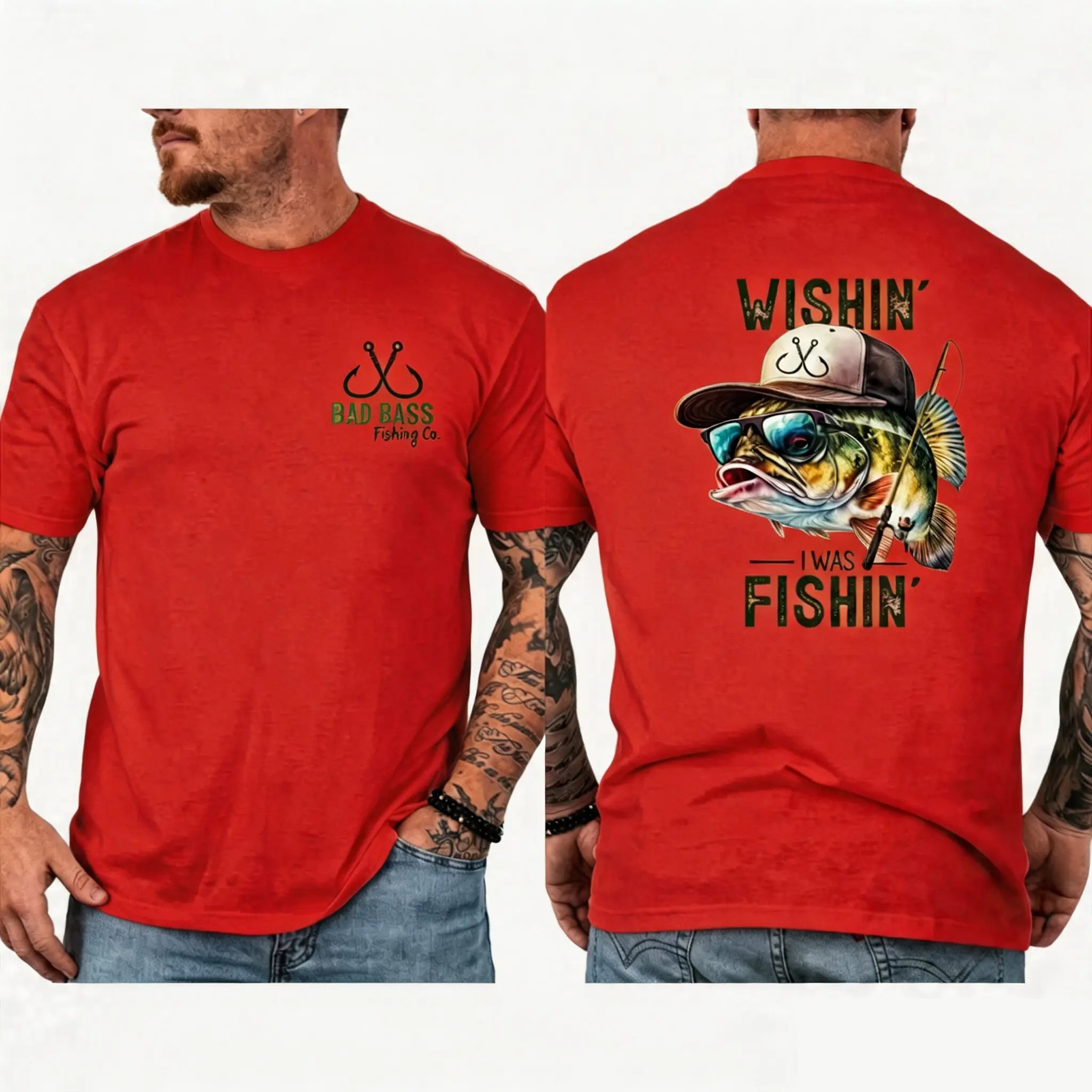 🎣Wishin' I Was Fishin' T-Shirt/Sweatshirt/Hoodie – Funny Bass Fishing Graphic Tee