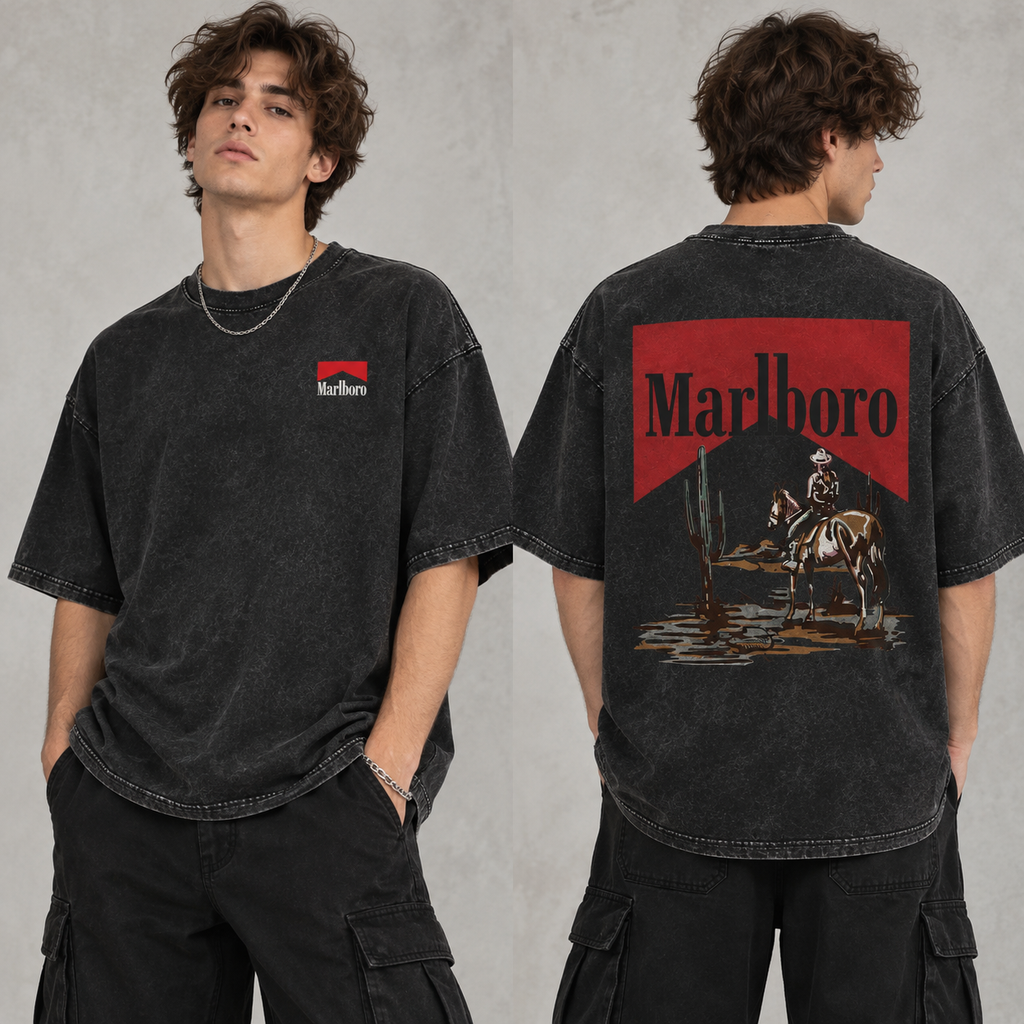 Vintage Cowboy Graphic T-Shirt/Sweatshirt/Hoodie – Dark Americana Western Acid Wash Tee