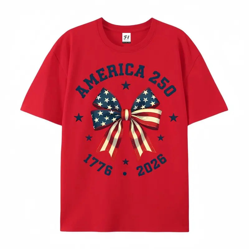 America 250 Bow T-Shirt/Sweatshirt/Hoodie 🇺🇸 – Patriotic Coquette Graphic Tee