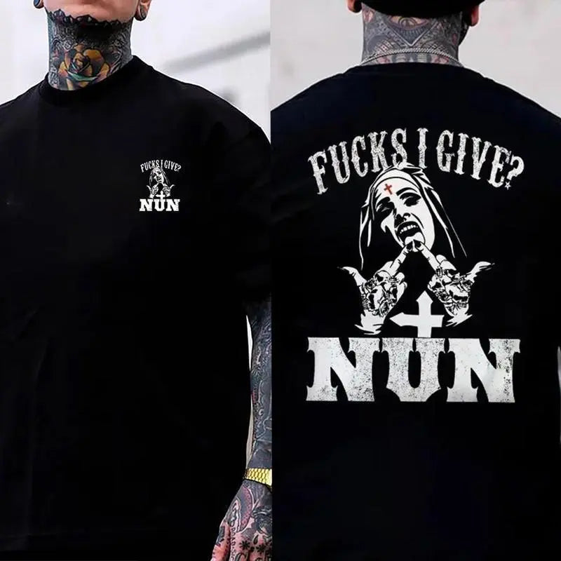 Dark Nun Graphic Tee | Gothic Streetwear Statement “F@ck I Give Nun” T-shirt/Sweatshirt/Hoodie