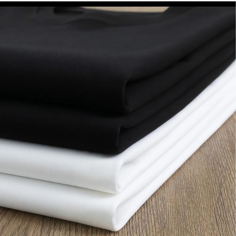 T-shirt For Men Women Korean Style Oversized Graphic  Simple Printed Round Neck  Cotton Fabric Top Womenswear Breathable Day Soft Thick Tshirt Summer  Streetwear Crewneck Casual Black Shortsleeve