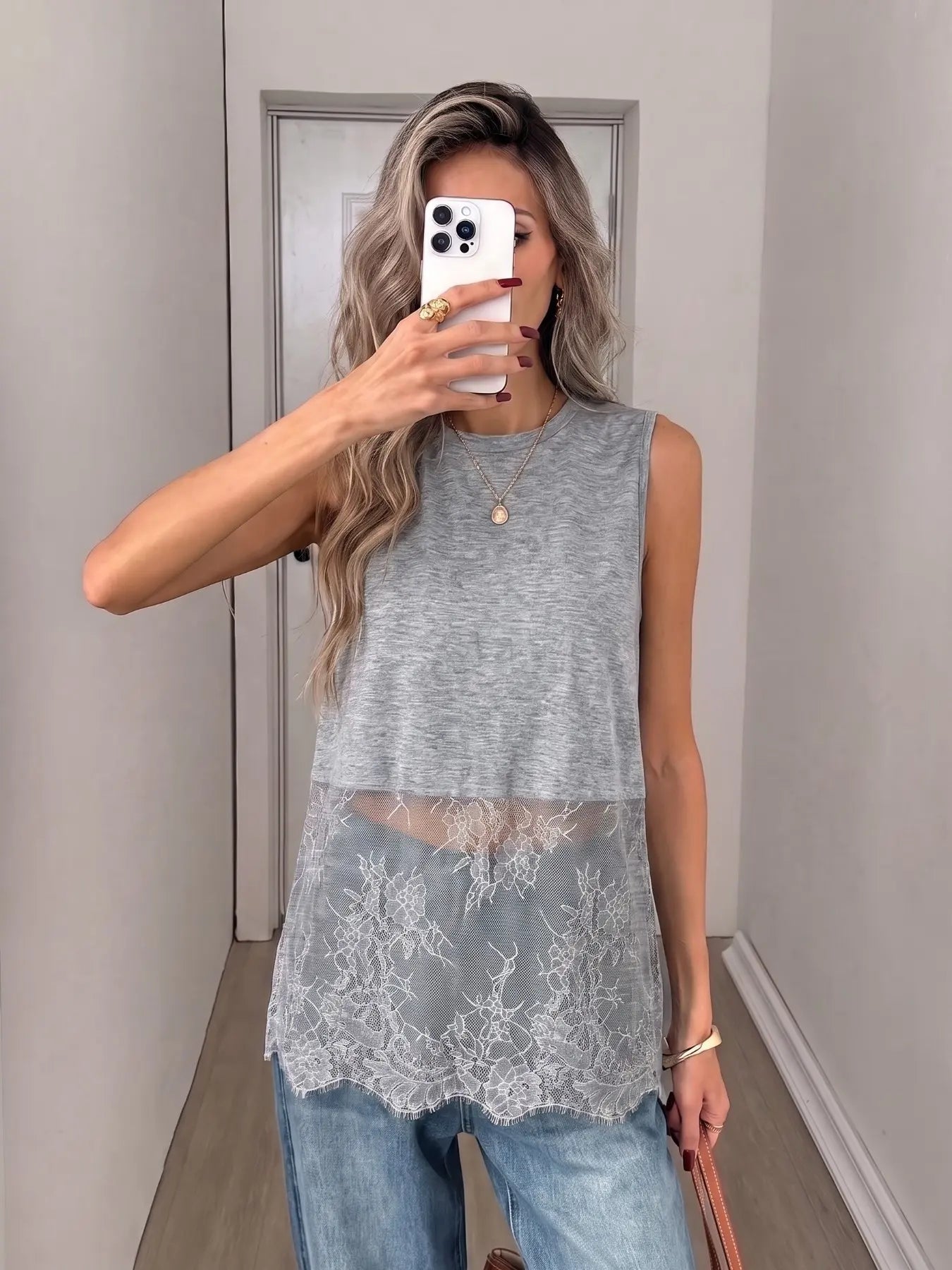 Lace Trim Tank Top – Y2K Sleeveless Layering Top For Women