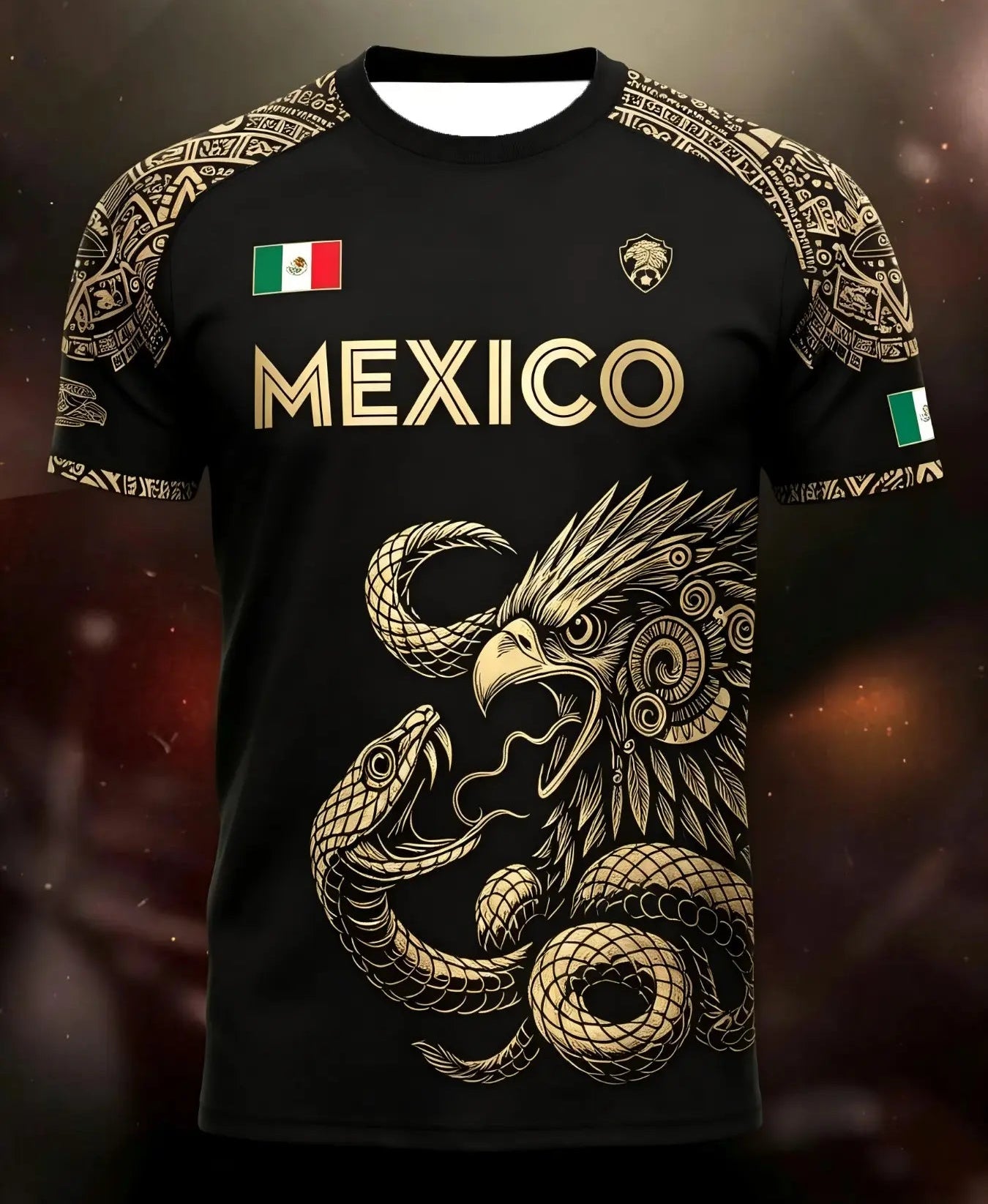 Mexico Aztec Eagle & Serpent Graphic T-Shirt