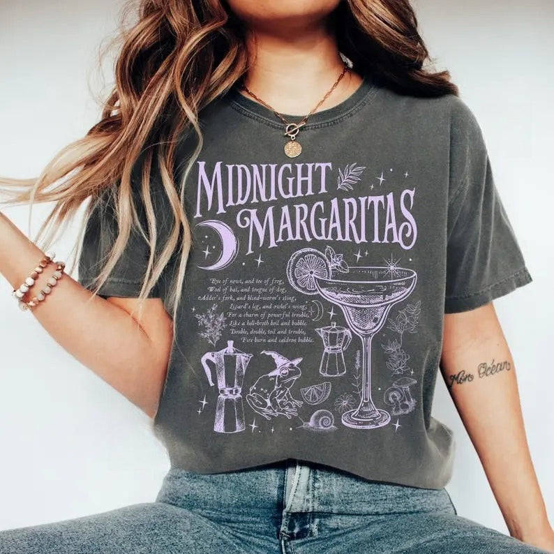 Midnight Margaritas Shirt/Sweatshirt/Hoodie – Witchy Cocktail Graphic Tee for Fall