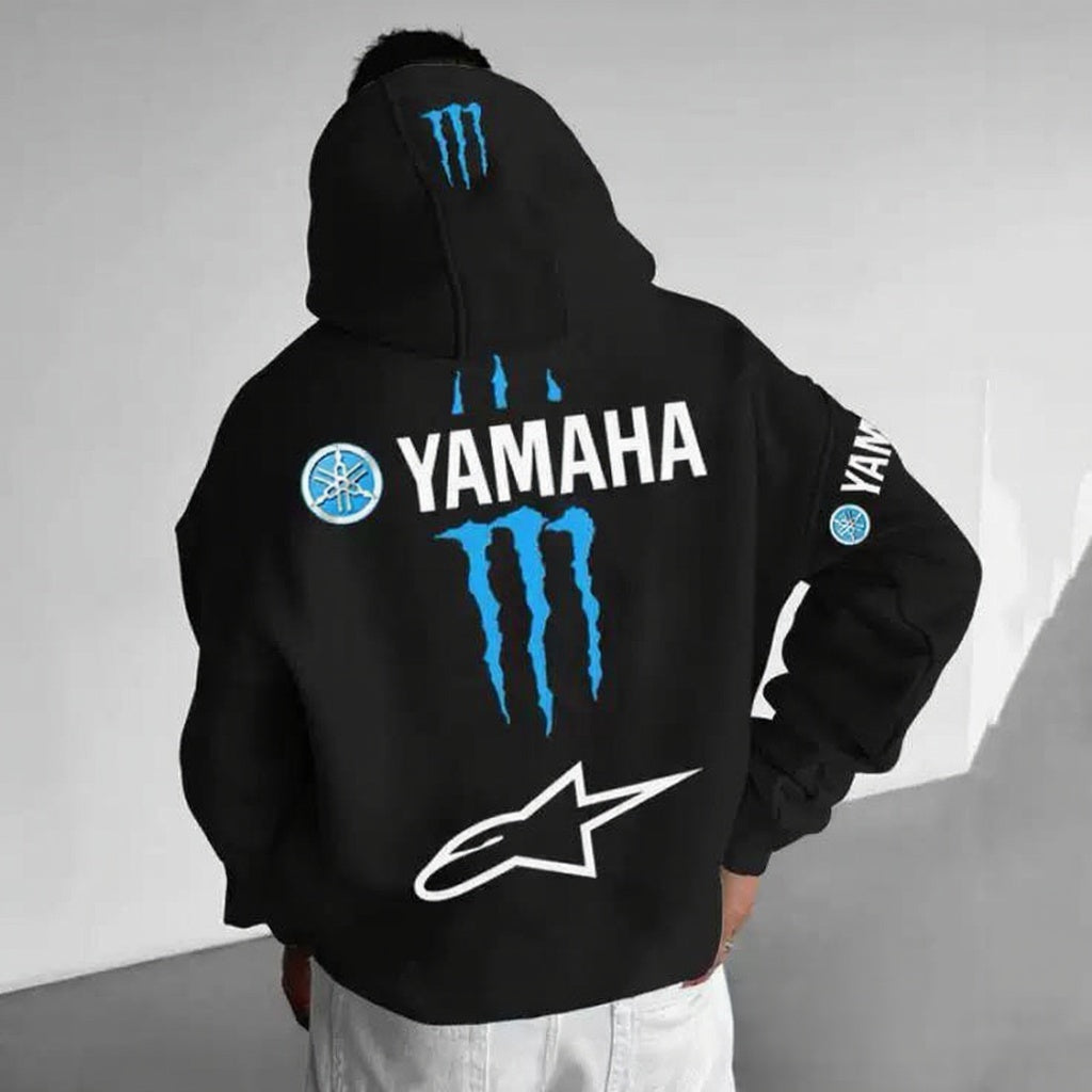 Moto Racing Graphic Hoodie – Men's Streetwear Motorcycle Yamaha Racing Monster Energy