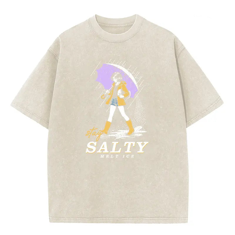 Stay Salty Vintage Wash Tee  – Oversized Coastal Girl Shirt