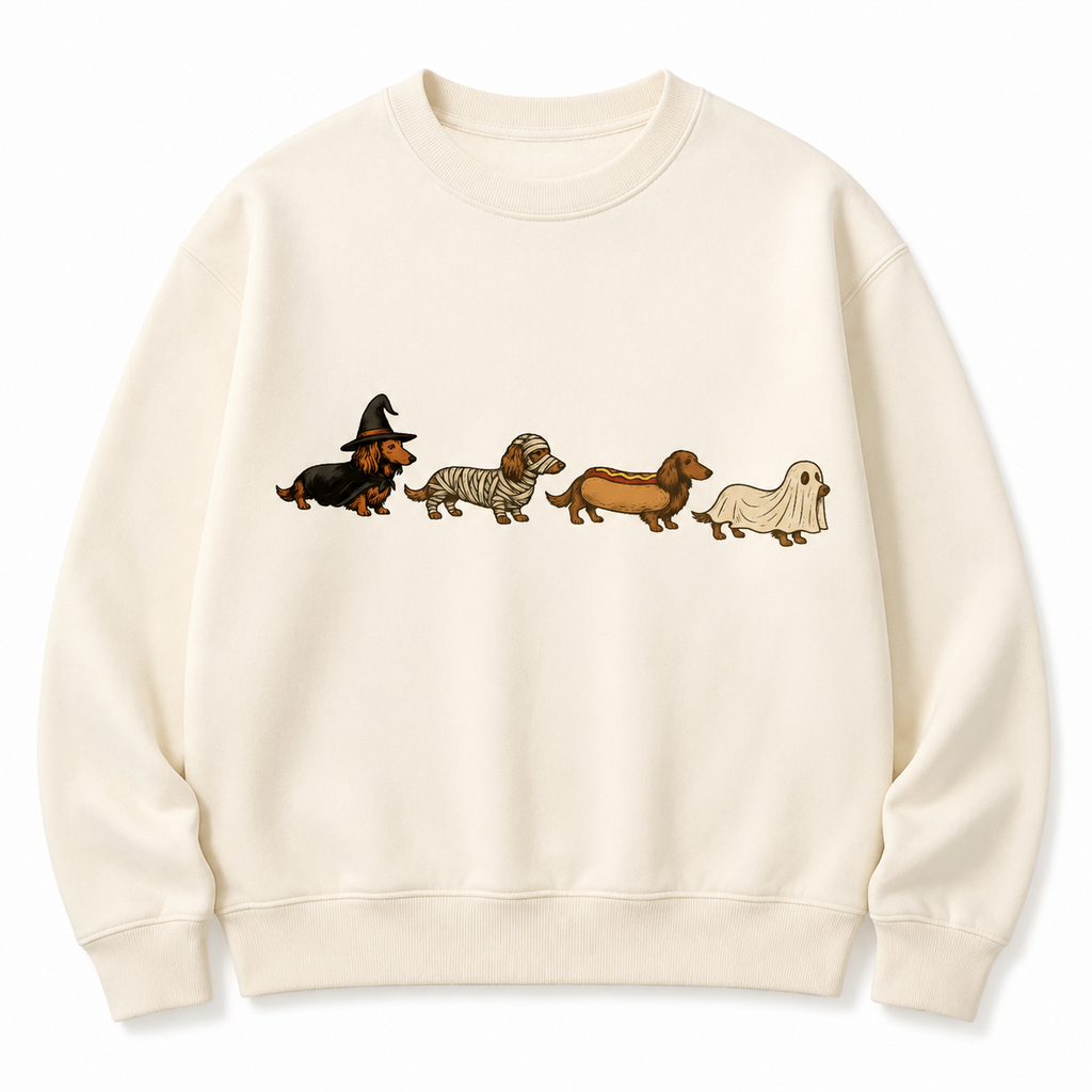 Halloween Dachshund T-Shirt/Sweatshirt/Hoodie – Cute Dog Lover Graphic Tee, Spooky Season Pet Shirt