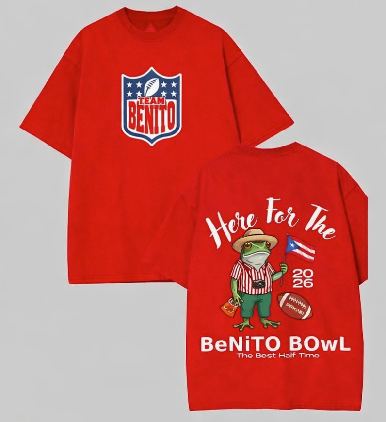 Benito Bowl 2026 Vintage Tee, Funny Football Bad Bunnie Design Shirt, Team Benito Shirt, Here For The Benito Bowl Best Halftime Shirt/Sweatshirt/Hoodie