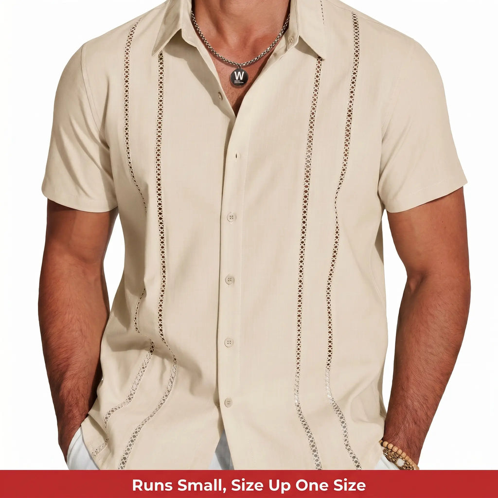Men's Short Sleeve Guayabera Beach Shirt