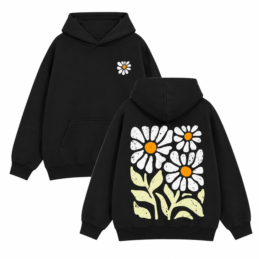 Vintage Daisy Graphic T-Shirt/Sweatshirt/Hoodie – Washed Cotton Front & Back Floral Tee