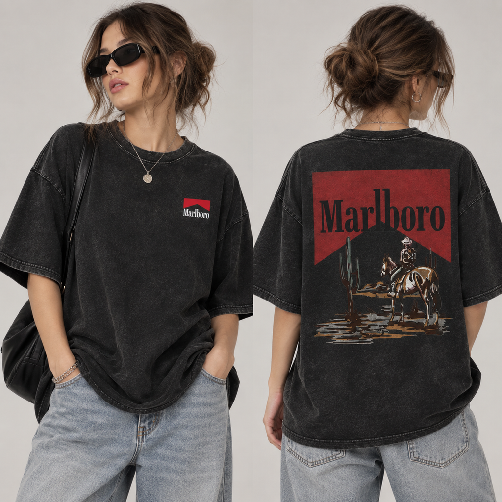 Vintage Cowboy Graphic T-Shirt/Sweatshirt/Hoodie – Dark Americana Western Acid Wash Tee