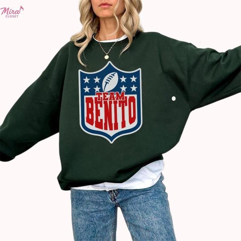 Team Benito Sweatshirt – Retro Football Shield Graphic Crewneck Pullover