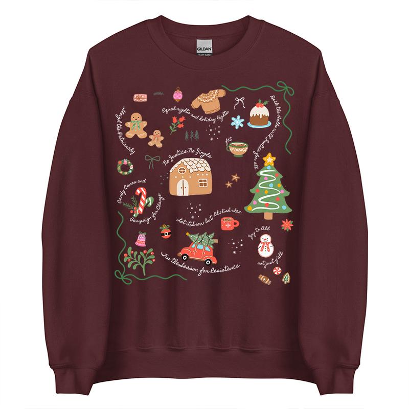 Subtle Anti Trump Holiday shirt: Doodle Christmas Liberal Values Political Protest Sweatshirt