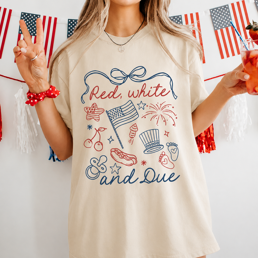 Red, White & Due 4th of July T-Shirt/Sweatshirt/Hoodie – Summer Announcement Tee