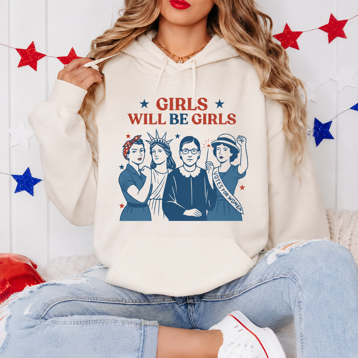 Girls Will Be Girls Patriotic Feminist Graphic T-Shirt/Sweatshirt/Hoodie