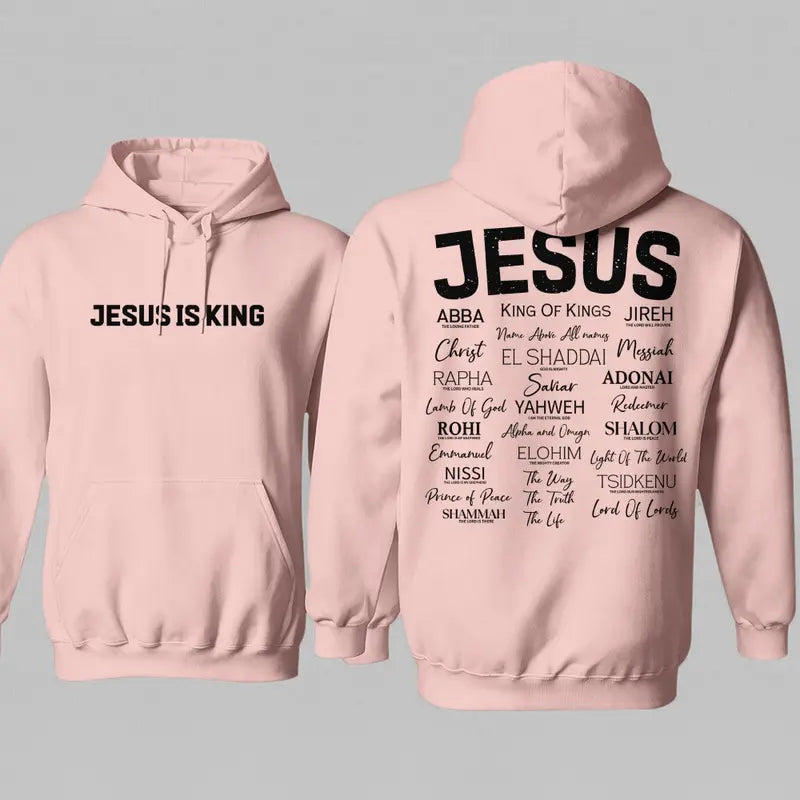 Jesus Is King T-Shirt/Sweatshirt/Hoodie – Names of God Christian Vintage Washed Front & Back Graphic Tee
