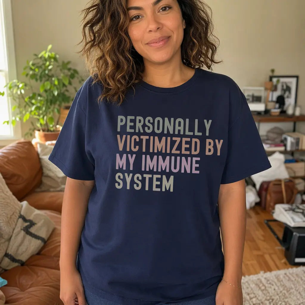 Personally Victimized By My Immune System Graphic T-Shirt/Sweatshirt/Hoodie – Funny Autoimmune Awareness Cotton Tee