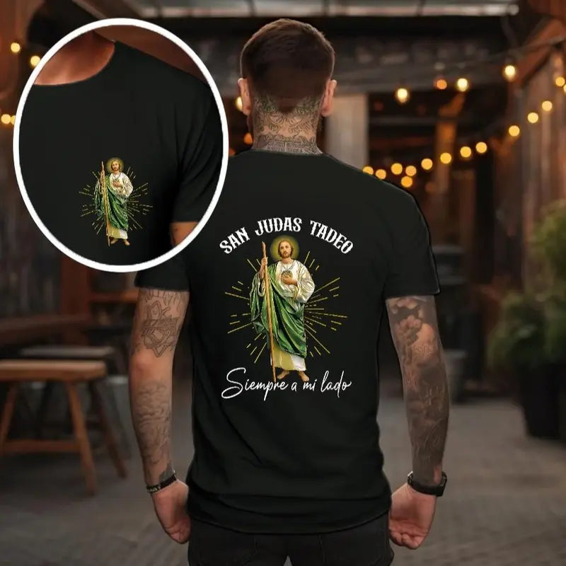 San Judas Tadeo Double-Sided Graphic Hoodie/Sweatshirt/T-Shirt – Siempre a Mi Lado Catholic Faith Tee