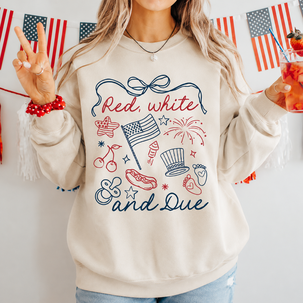 Red, White & Due 4th of July T-Shirt/Sweatshirt/Hoodie – Summer Announcement Tee