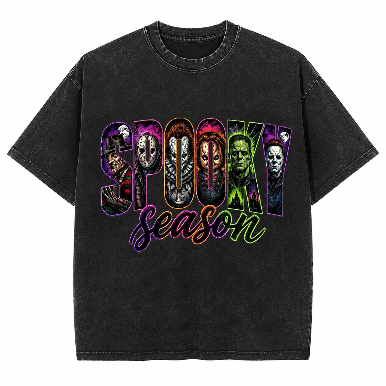 🤡Spooky Season Horror Graphic T-Shirt/Sweatshirt/Hoodie – Retro Scary Movie Neon Halloween Retro Tee