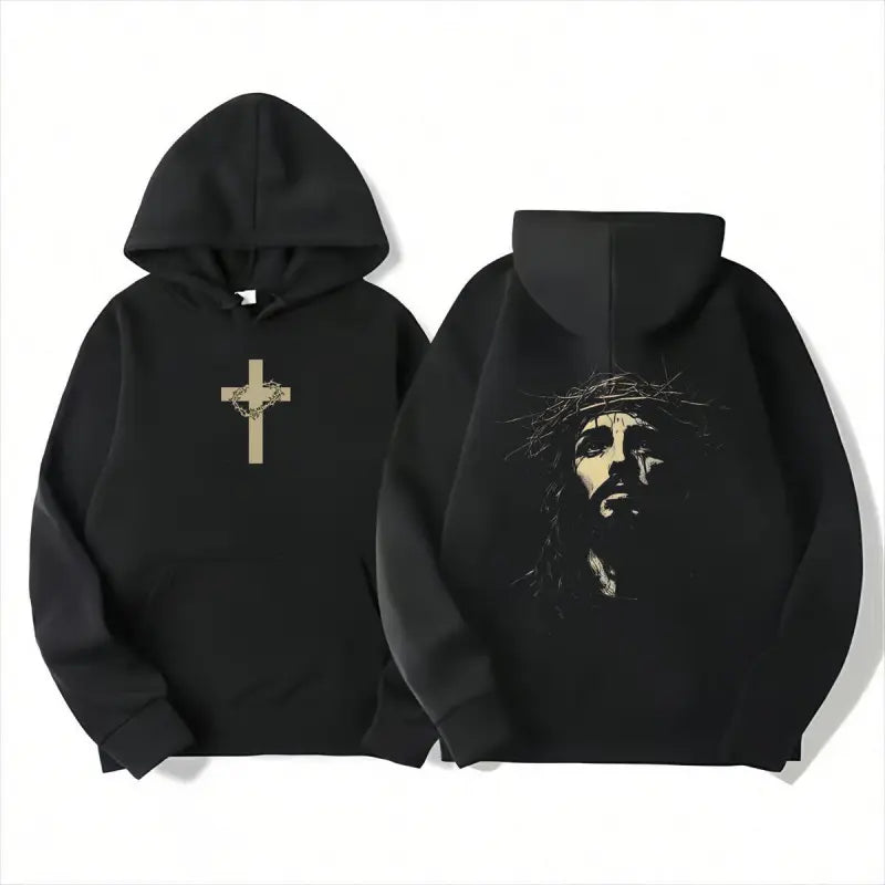 Christian Cross & Jesus Crown of Thorns Hoodie/Sweatshirt/T-shirt – Faith Streetwear Graphic Pullover