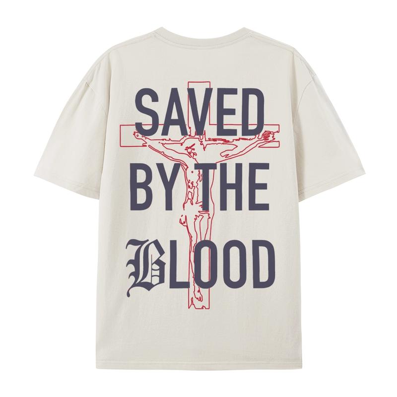 Saved By The Blood Christian T-Shirt/Sweatshirt/Hoodie – Gothic Jesus Cross Graphic Tee, Faith Streetwear Shirt