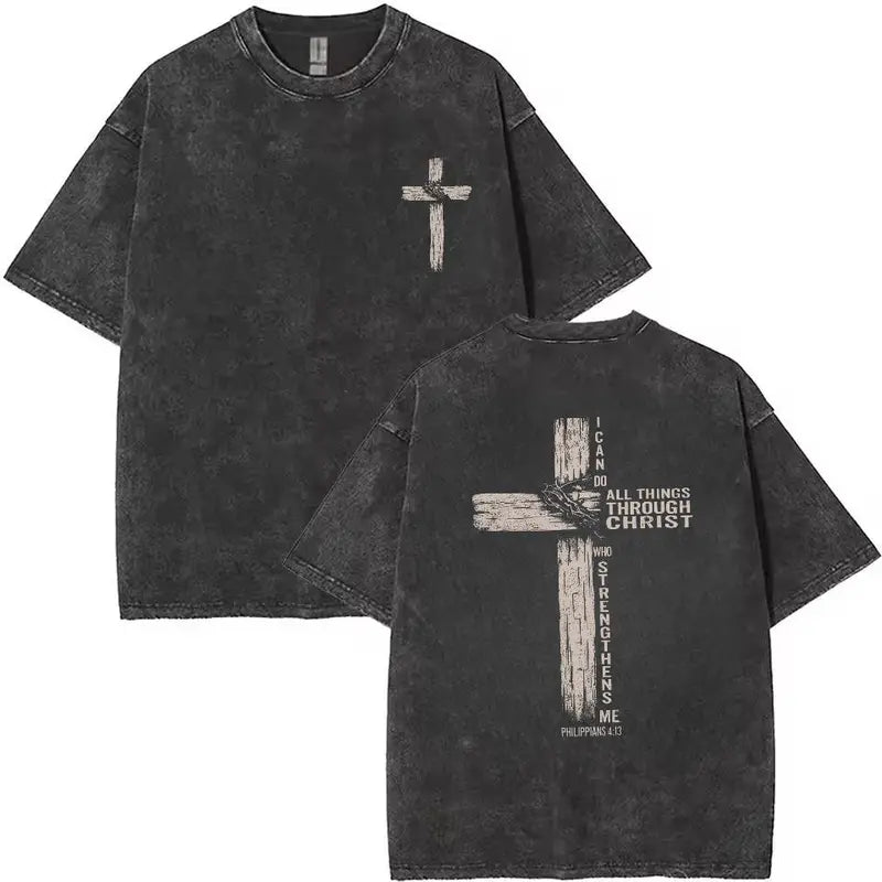 “I Can Do All Things Through Christ” Christian T-Shirt/Sweatshirt/Hoodie – Cross Graphic Philippians 4:13 Tee
