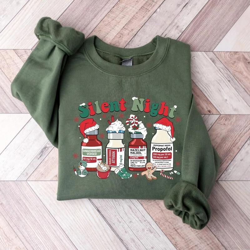 Silent Night Christmas Sweatshirt, Christmas Nurse Shirt, Medical Christmas T-Shirt, ICU Nurse Christmas Tee, Nurse Holiday Sweatshirt