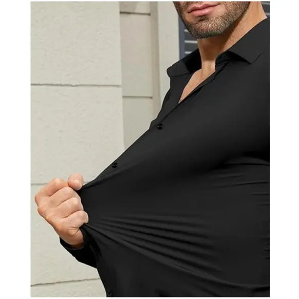 Men’s Super Stretch Dress Shirt – Slim Fit Wrinkle-Resistant Long Sleeve Button-Down