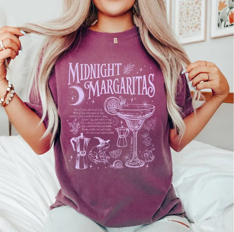 Midnight Margaritas Shirt/Sweatshirt/Hoodie – Witchy Cocktail Graphic Tee for Fall