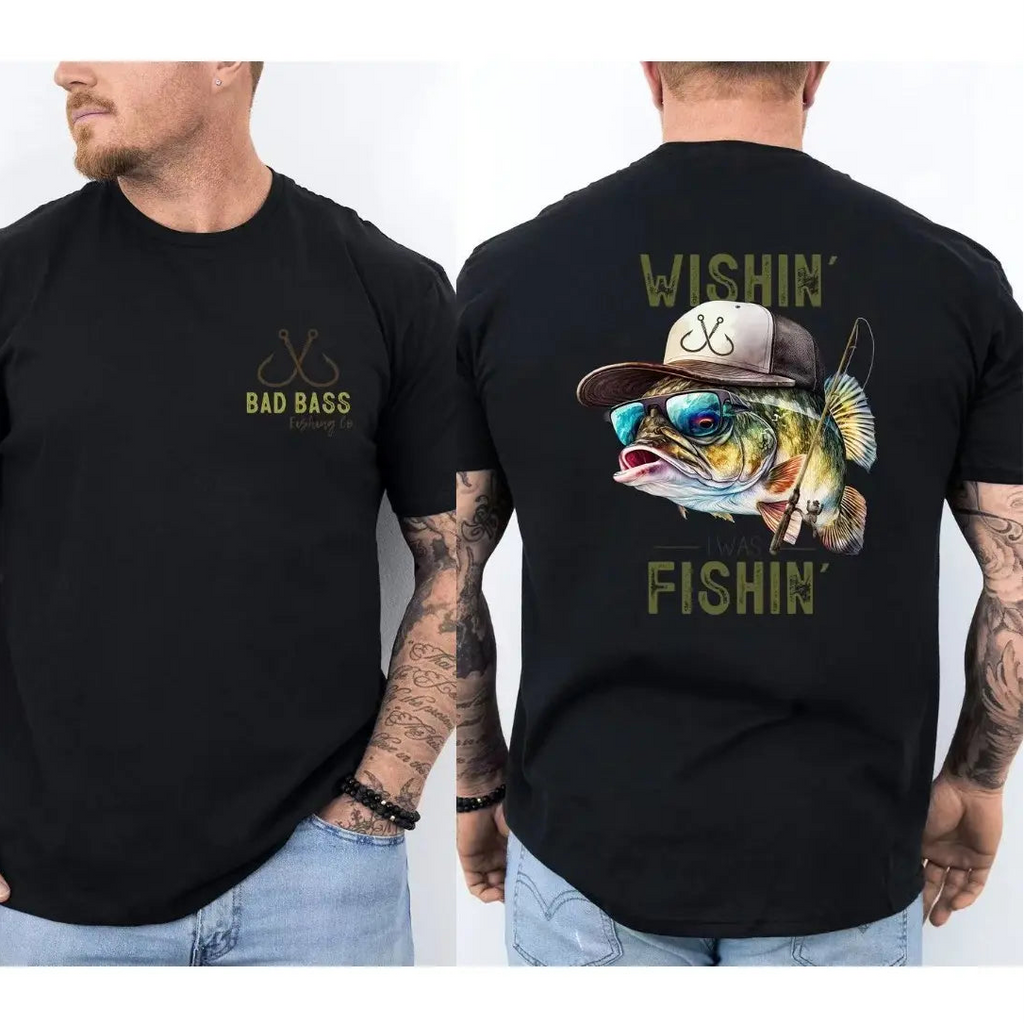 🎣Wishin' I Was Fishin' T-Shirt/Sweatshirt/Hoodie – Funny Bass Fishing Graphic Tee